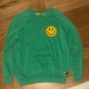 Aviator Nation Green Smiley Face Women’s Sweater